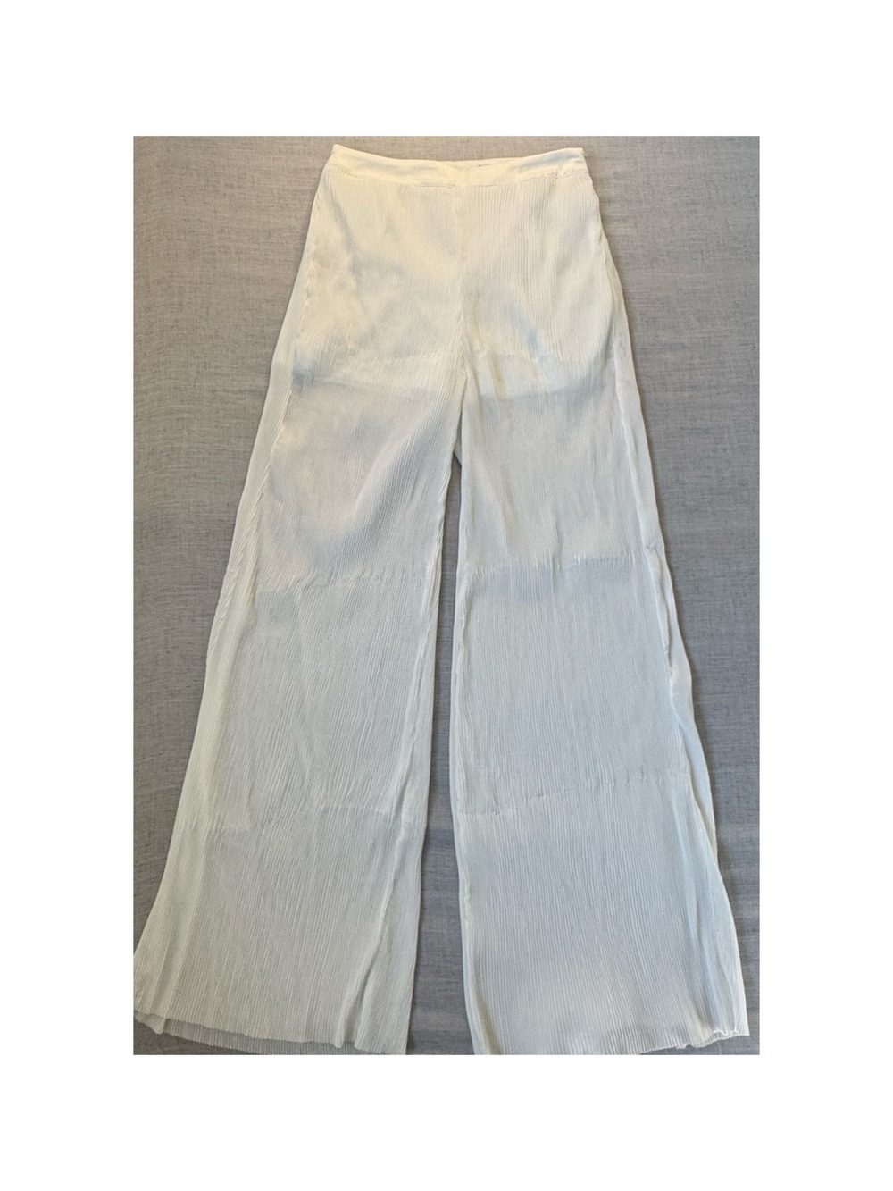 Lightweight Cream Sheer Wide-Leg Pants